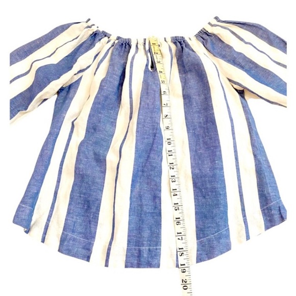 Young Fabulous & Broke Blue & White Stripe Off The Shoulder Globe Top, Size SM - Picture 9 of 12